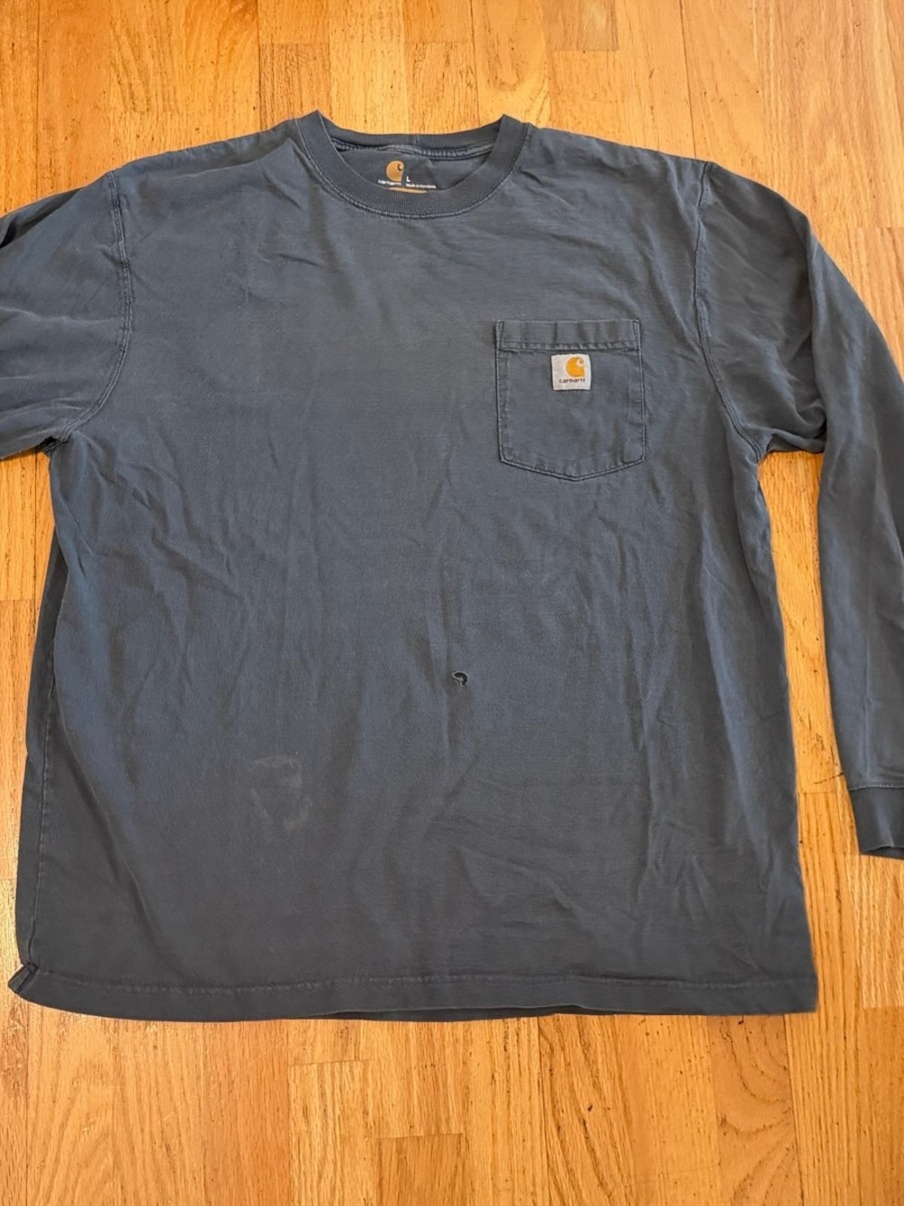 Carhartt Long-Sleeve Pocket Tee in Slate/Charcoal Blue